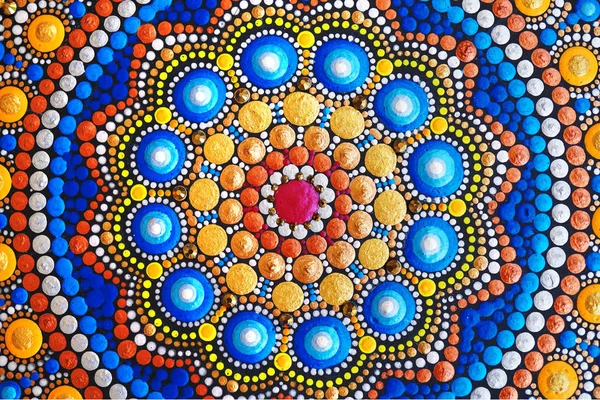 Hermoso Mandala Pintado Mano Con Detalle Pintura Acrílica — Foto de Stock