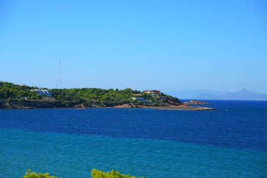 Athen sahil kenti Voula bir turkuaz deniz