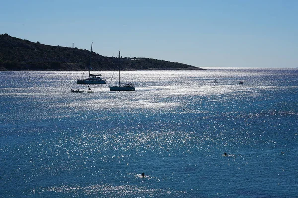 Türkisfarbenes Meer Bei Voula Athen Bei Sonnenuntergang — Stockfoto