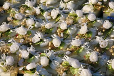 Kurdele ile düğün hediye kutuları çoğu closeup gül