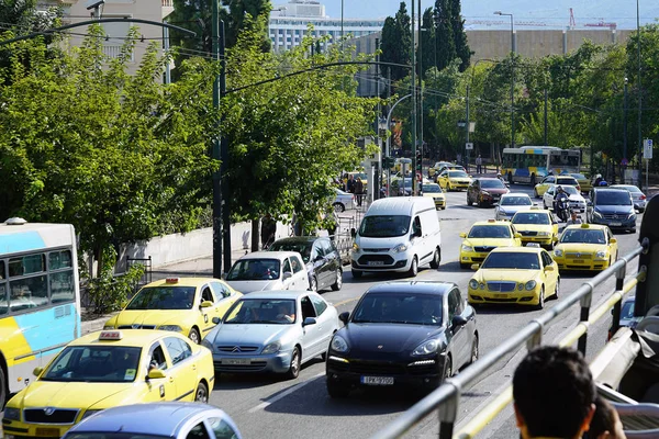 Grecia Atenas Octubre Octubre Atasco Tráfico Las Calles Por Mañana —  Fotos de Stock