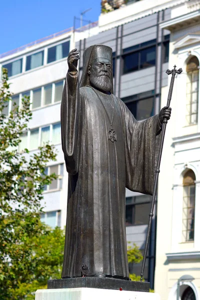 Patung Uskup Agung Damaskinos Metropoli Square Athena Greece — Stok Foto