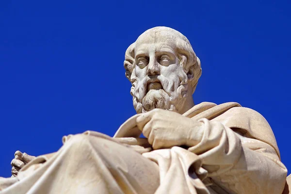 Standbeeld Van Plato Tegenover Universiteit Van Athene Griekenland — Stockfoto