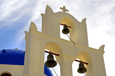 Santorini, Kiklad Adaları, Yunanistan bir kilisede güzel görünümü