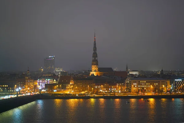 Vista Riga Letônia Noite Vista Biblioteca Nacional — Fotografia de Stock