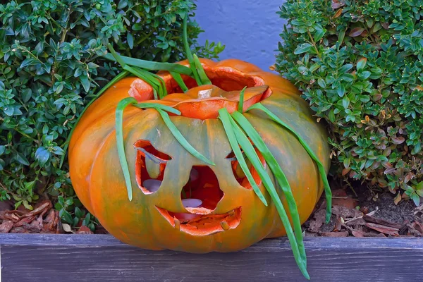 Halloween Pumpa Ljus Närbild — Stockfoto