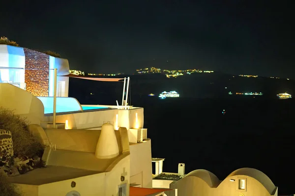 Luxuriöse Wohnung Mit Blick Auf Die Caldera Oia Santorini Kykladen — Stockfoto