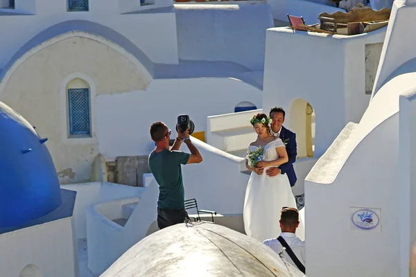 Oia Yunanistan Eylül 2018 Profesyonel Düğün Fotoğrafları Güzel Yerlerde — Stok fotoğraf