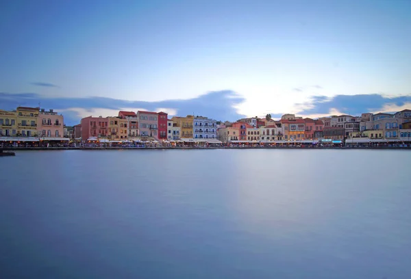 stock image Cret October 01 2018 Panoramic view at evening of the historic city center from the inland sea at the port