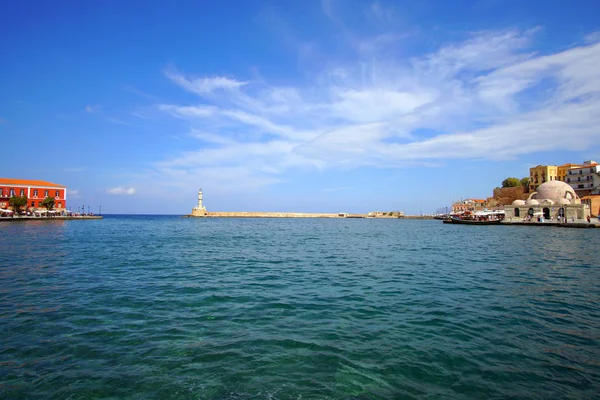 Xania, Crete, Greece October 01 2018 Panoramic view of the Venetian harbor — Stock Photo, Image