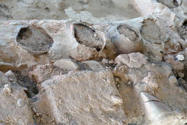 Messenia, Yunanistan 19 Temmuz 2018 Messenia bölgesindeki antik Nestor Sarayı 'nın yapısının ayrıntıları