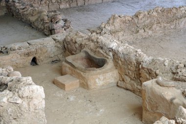 Messenia, Yunanistan 19 Temmuz 2018 Messenia bölgesindeki antik Nestor Sarayı 'nın yapısının ayrıntıları