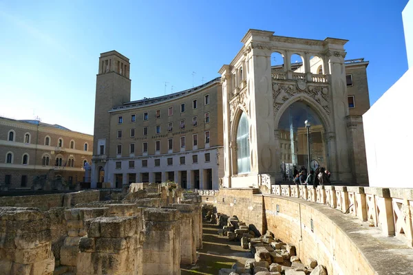 Lecce Italia Diciembre 2018 Vista Del Anfiteatro Romano Centro Histórico — Foto de Stock