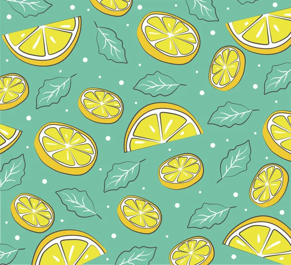 Nahtloses Sommermuster Mit Geschnittenen Zitronen — Stockvektor