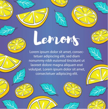 Yaz satışı büyük başlığı. Limon ile banner. Limon ile arka plan.