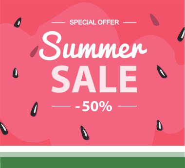 Yaz satışı büyük başlığı. Karpuz ile banner.