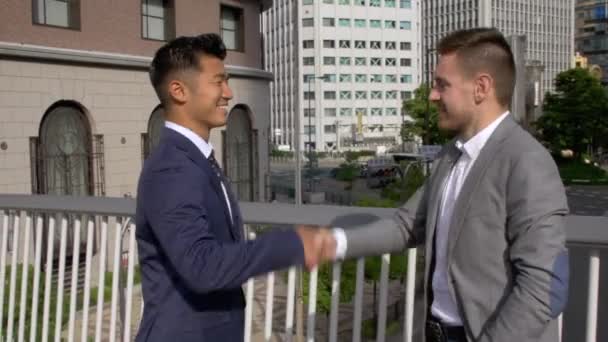 International Business Men Meeting City — Stock Video