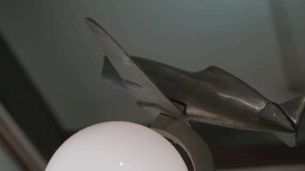 Close Unique Lamp Form Airplane — Stock Video