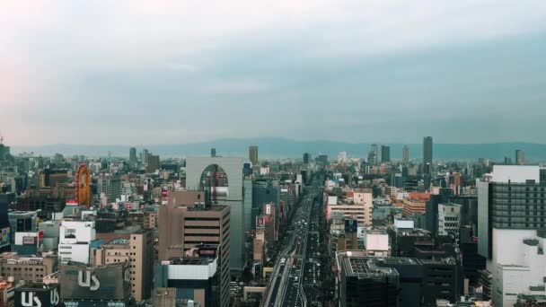 Osaka Japan Februari 2019 Luchtfoto Time Lapse Van Downtown Namba — Stockvideo