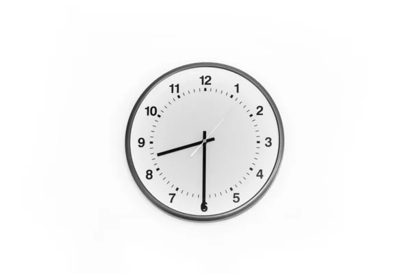Reloj Pared Pantalla Fondo Blanco Las Que Momento Empezar Trabajar —  Fotos de Stock