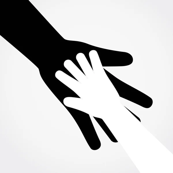 Adult and child hands. Vector flat design illustration. — Stock Vector