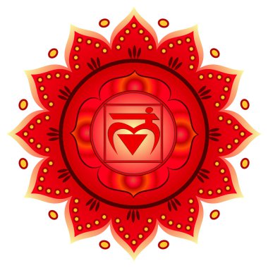 Daire mandala desen. Muladhara çakra vektör çizim.