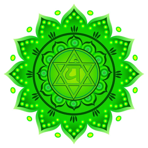 Circle mandala pattern. Anahata chakra vector illustration. — Stock Vector