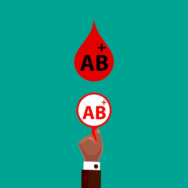 Doação de Compatibilidade de Sangue. Sangue AB positivo. Design plano Vector Ilustração . — Vetor de Stock