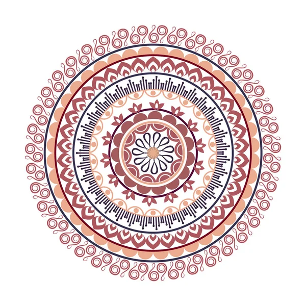 Hermoso adorno indio, patrón de mandala. Diseño plano simple ilustración vectorial aislado sobre fondo blanco . — Archivo Imágenes Vectoriales