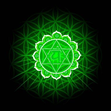 Daire mandala desen. Anahata çakra vektör çizim.