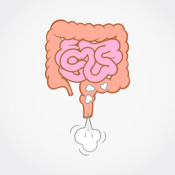 Icono de vector de gas intestinal aislado sobre fondo gris. Concepto de flatulencia . — Archivo Imágenes Vectoriales