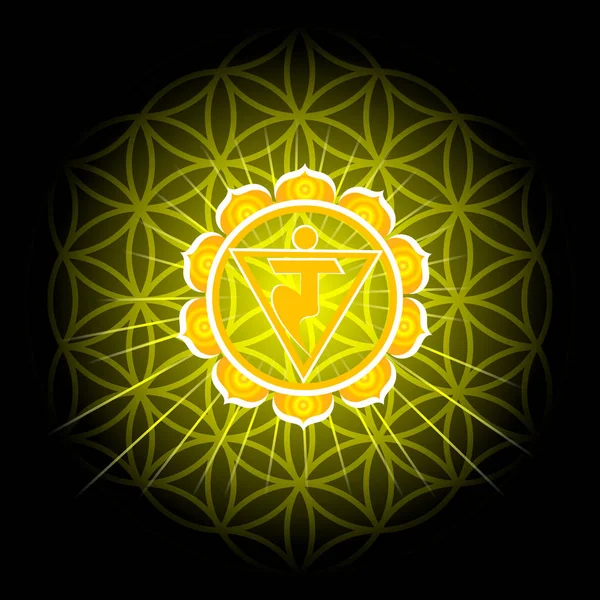 Kreis Mandala-Muster. Manipura Chakra Vektor Illustration. — Stockvektor