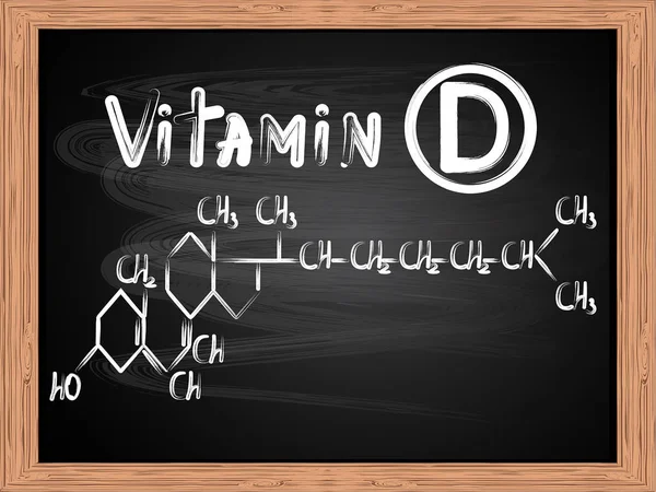 Химическая формула витамина d написана на векторной иллюстрации доски — стоковый вектор