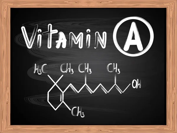 Химическая формула витамина А написана на векторной иллюстрации доски — стоковый вектор