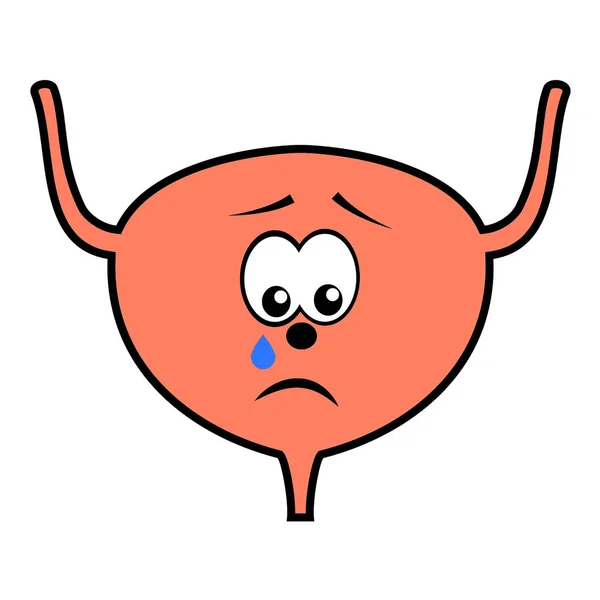 Нещасний нездоровий плач сечового міхура мультяшний символ Векторна ікона ізольована на білому . — стоковий вектор