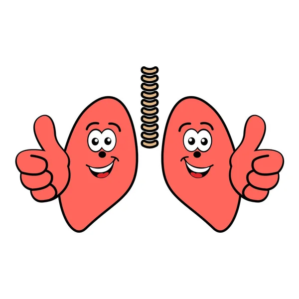 Felice sorridente icona dei polmoni dei cartoni animati vettoriale isolato su bianco — Vettoriale Stock