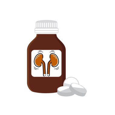 Böbrekler için ilaç. Sağlıklı böbrekler. Beyaz üzerine yalıtılmış vektör çizimi.