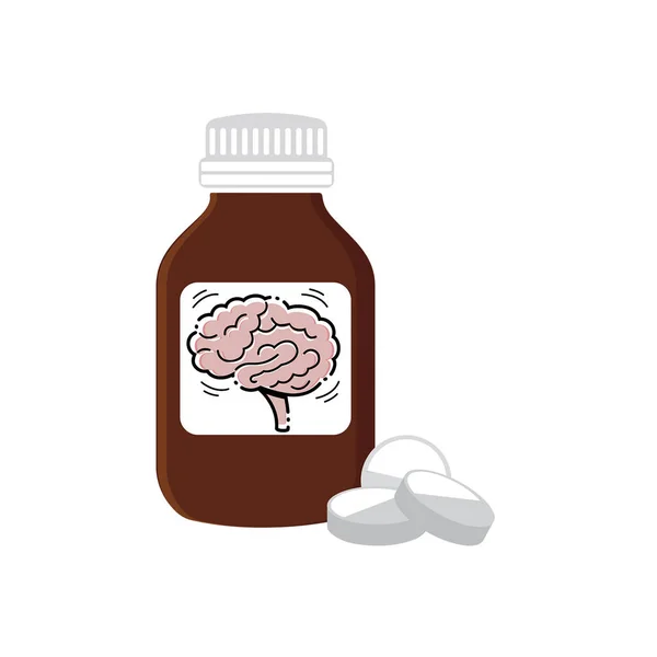 Medicina para el cerebro. Ilustración vectorial aislada en blanco . — Vector de stock