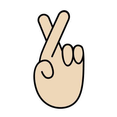 Parmaklar çapraz, el hareketi. Düz basit vektör çizimi.