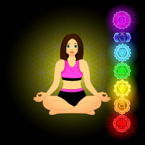 Illustration vectorielle de Belle femme faisant du yoga. — Image vectorielle