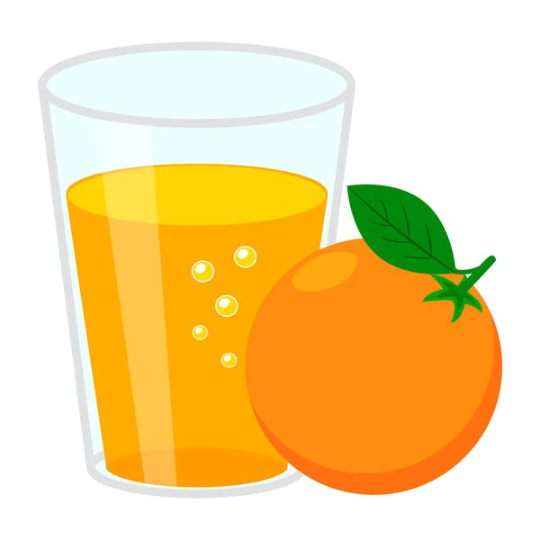 Vaso Zumo Naranja Fruta Naranja Ilustración Simple Vector Plano Aislado — Vector de stock