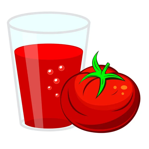 Vaso Jugo Tomate Tomate Rojo Ilustración Simple Vector Plano Aislado — Vector de stock