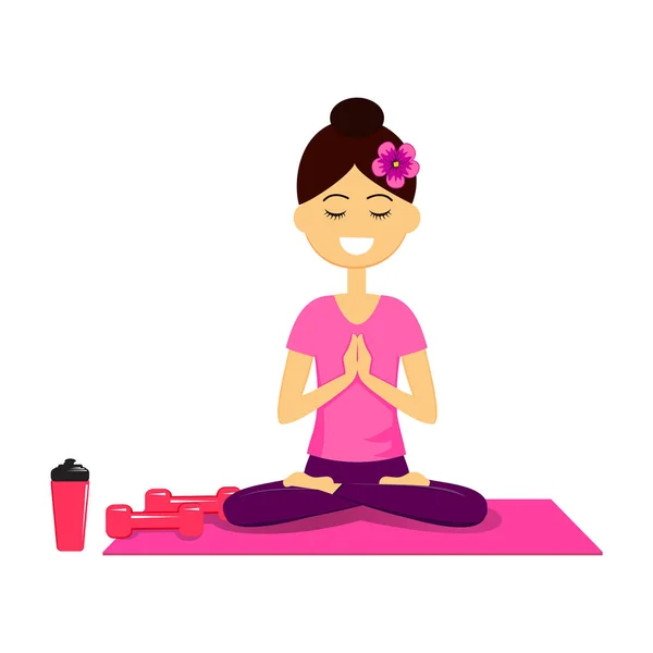 Vector Illustration Beautiful Woman Character Doing Yoga Young Lady Welcome Royalty Free Stock Vectors