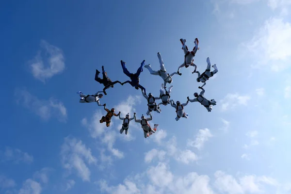 Une Formation Parachutisme Est Dans Ciel — Photo