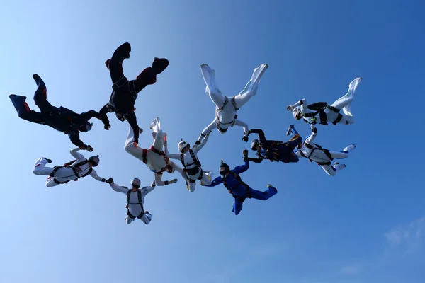 Une Formation Parachutisme Est Dans Ciel — Photo