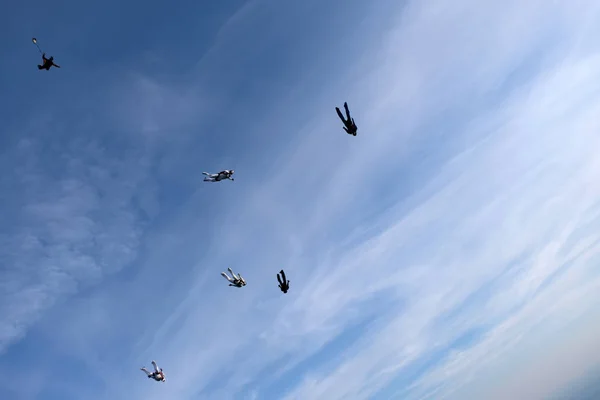 Paracadutismo Salto Formazione Gruppo Paracadutisti Nel Cielo — Foto Stock