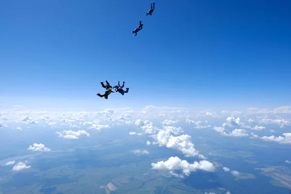 Formación Paracaidismo Grupo Paracaidistas Están Entrenando Cielo — Foto de Stock