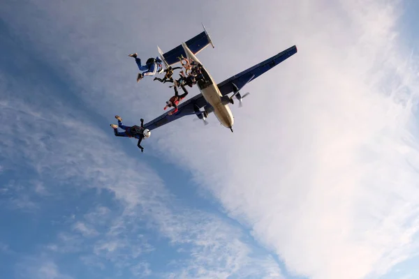 Skydiving Grupo Mergulhadores Saltou Avião — Fotografia de Stock