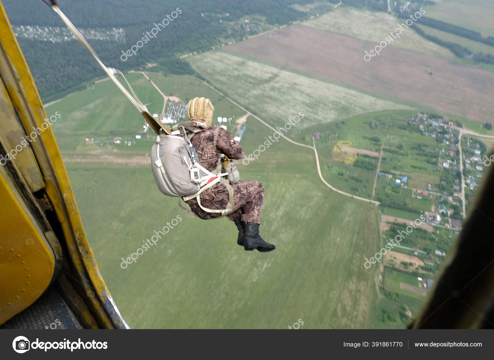 Military Parachute Jump Paratrooper Has Just Jumped Out Plane Stock Photo  by ©skyantonio 391861770