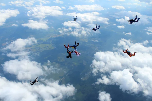 Formation Skydiving Group Skydivers Training Flying Sky — Stock Photo, Image